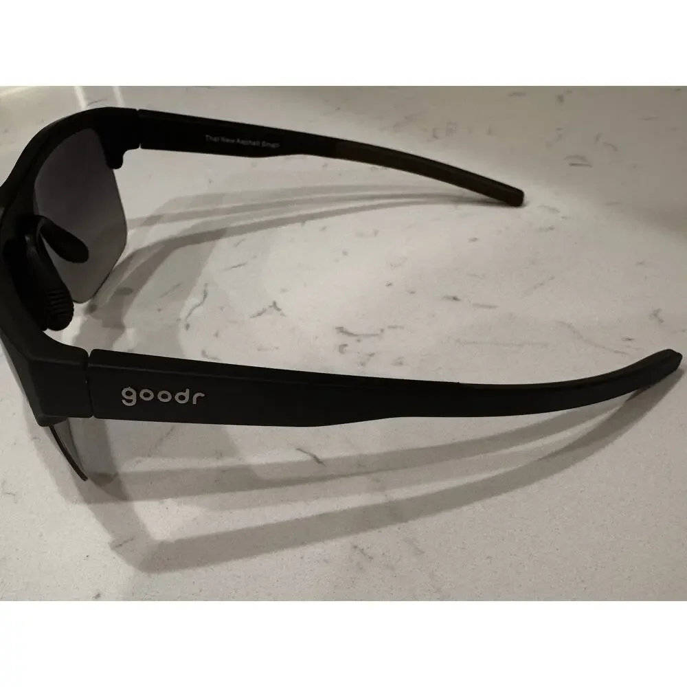 goodr Adult Plastic Aviator That New Asphalt Smell Sunglass - Black